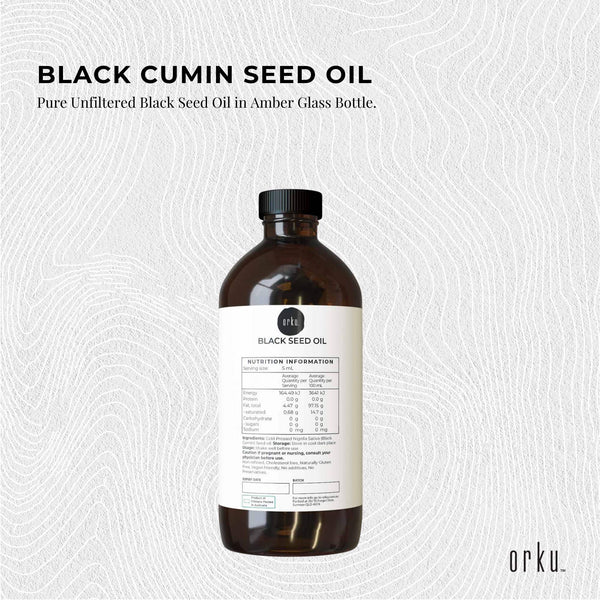 Orku Pure Ethiopian Black Seed Nigella Sativa Cumin Oil Cold Pressed 1L