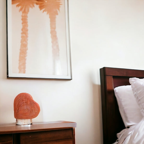 Himalayan Salt Lamp Love Heart Carved Shape Pink Crystal Rock Light