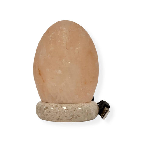 USB Himalayan Salt Lamp Egg Carved Shape Pink Crystal Rock LED Light