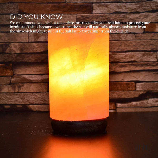USB Himalayan Salt Lamp Cylinder Carved Shape Pink Crystal Rock LED Light