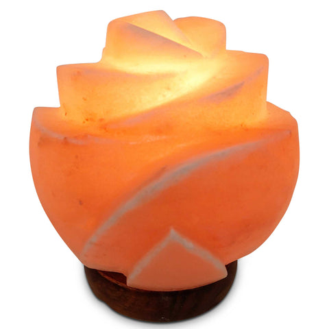 Rose Carved Flower Himalayan Pink Salt Lamp Light Rock Crystal