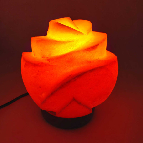 Rose Carved Flower Himalayan Pink Salt Lamp Light Rock Crystal