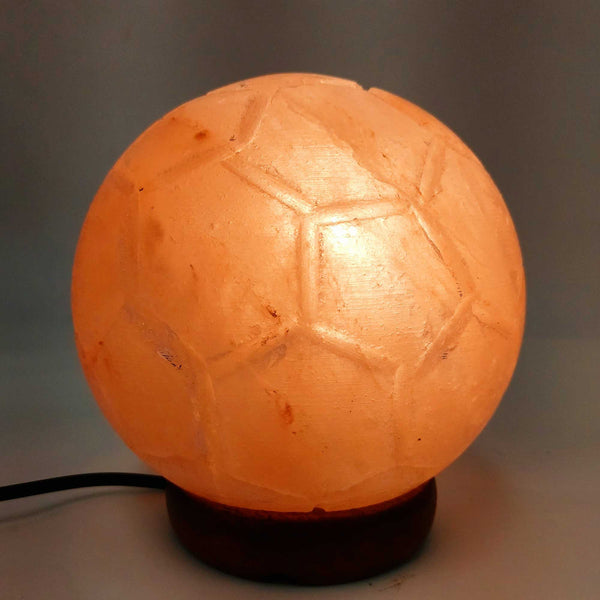 Himalayan Salt Lamp Soccer Ball Carved Shape Pink Crystal Rock Light
