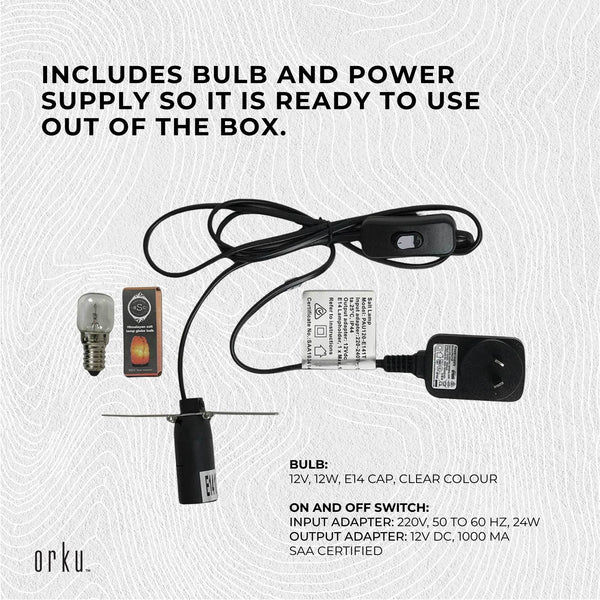 Himalayan White Salt Lamp Carved Rock Crystal Light 1-2kg 12V 12W