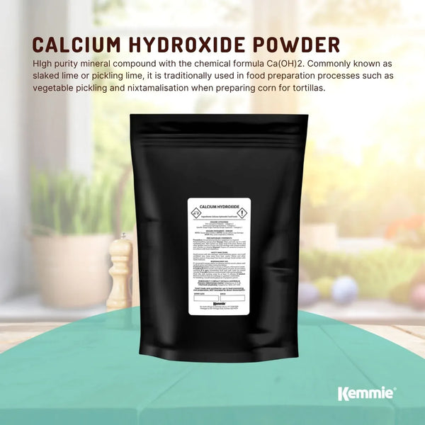 Kemmie 100g Calcium Hydroxide Powder - Food Grade Pickling Lime Slaked Lime FCC