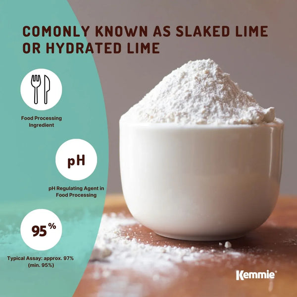 Kemmie 100g Calcium Hydroxide Powder - Food Grade Pickling Lime Slaked Lime FCC