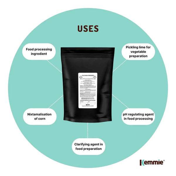 Kemmie 100g Calcium Hydroxide Powder - Food Grade Pickling Lime Slaked Lime FCC