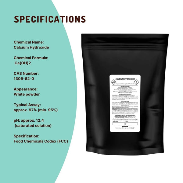 Kemmie 100g Calcium Hydroxide Powder - Food Grade Pickling Lime Slaked Lime FCC