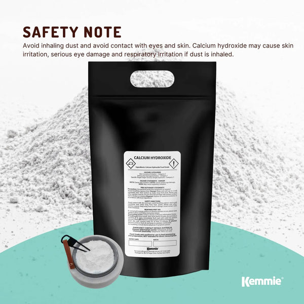 Kemmie Bulk 10Kg Calcium Hydroxide Powder - Food Grade Pickling Lime Slaked FCC