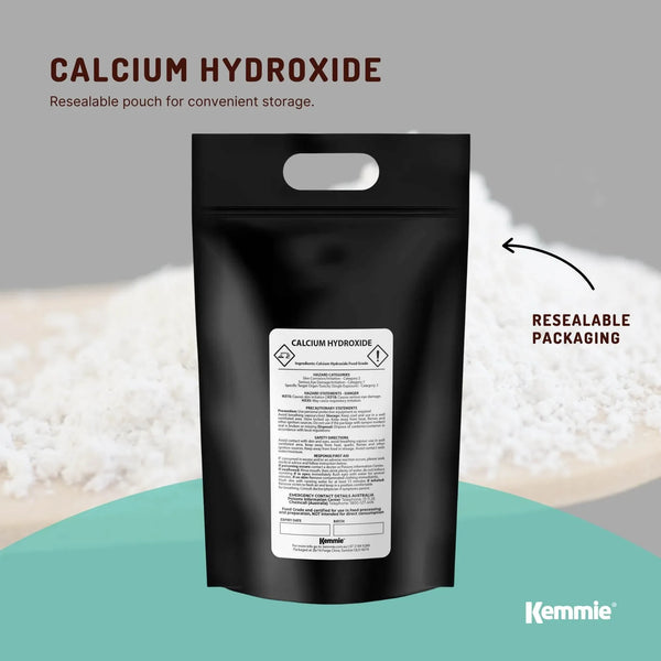 Kemmie Bulk 10Kg Calcium Hydroxide Powder - Food Grade Pickling Lime Slaked FCC