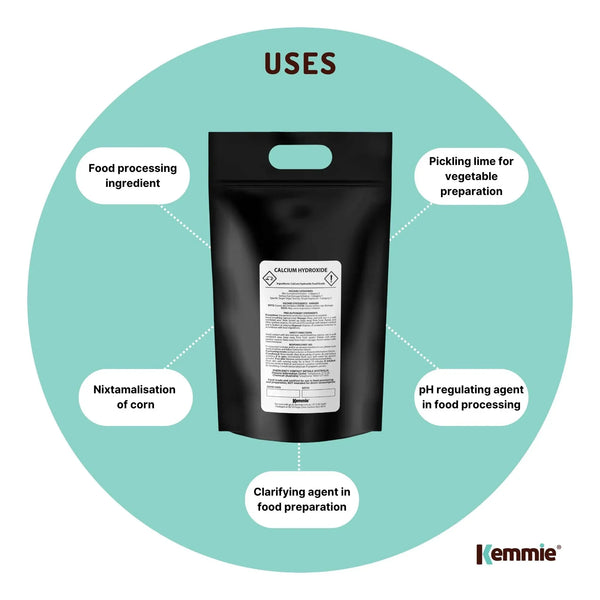 Kemmie Bulk 10Kg Calcium Hydroxide Powder - Food Grade Pickling Lime Slaked FCC