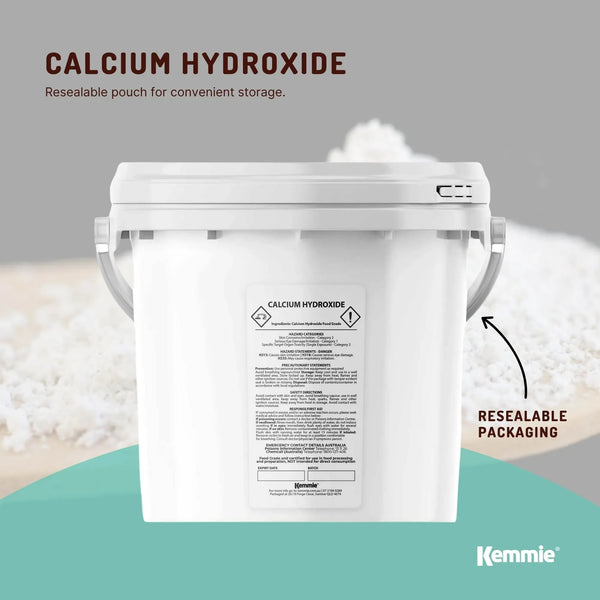 Kemmie 2.5kg Calcium Hydroxide Powder Tub - Food Grade Pickling Lime FCC