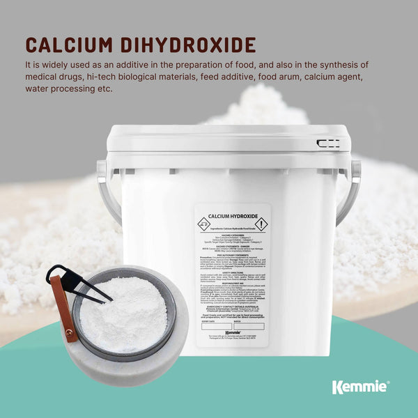 Kemmie 2.5kg Calcium Hydroxide Powder Tub - Food Grade Pickling Lime FCC