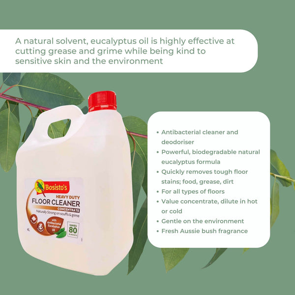 Bosisto's Heavy Duty Floor Cleaner Concentrate Biodegradable Eucalyptus Oil 4L