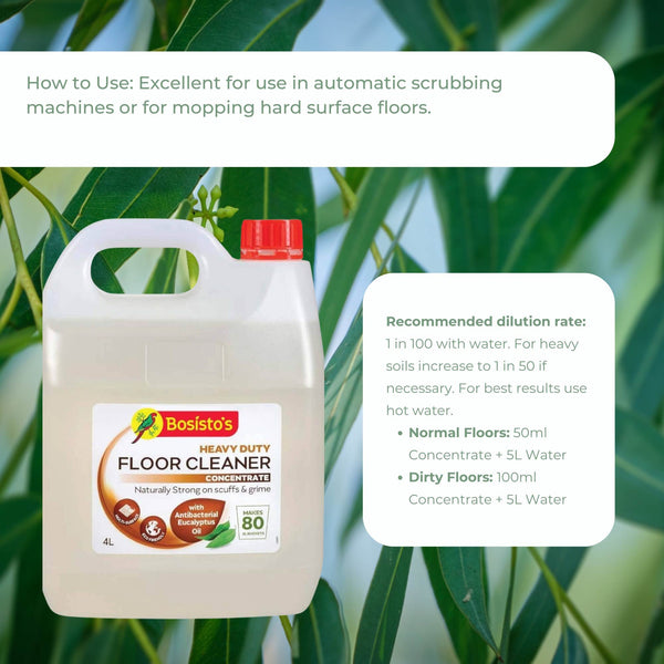 Bosisto's Heavy Duty Floor Cleaner Concentrate Biodegradable Eucalyptus Oil 4L