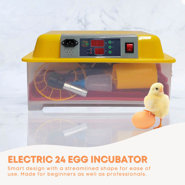Electric 24 Egg Incubator Turner Drinker Feeder Candler Chicken Turkey Quail Duck
