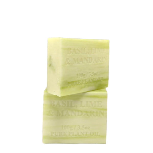4x 100g Basil Lime Mandarin Plant Oil Soap Bars Natural Triple Milled Australian