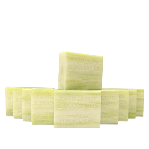 10x 100g Basil Lime Madarin Plant Oil Soap Bars Natural Triple Milled Australian