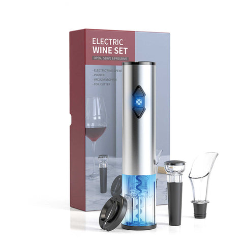 Electric Wine Bottle Opener LED Automatic Corkscrew Pourer Pump Sealer Cutter