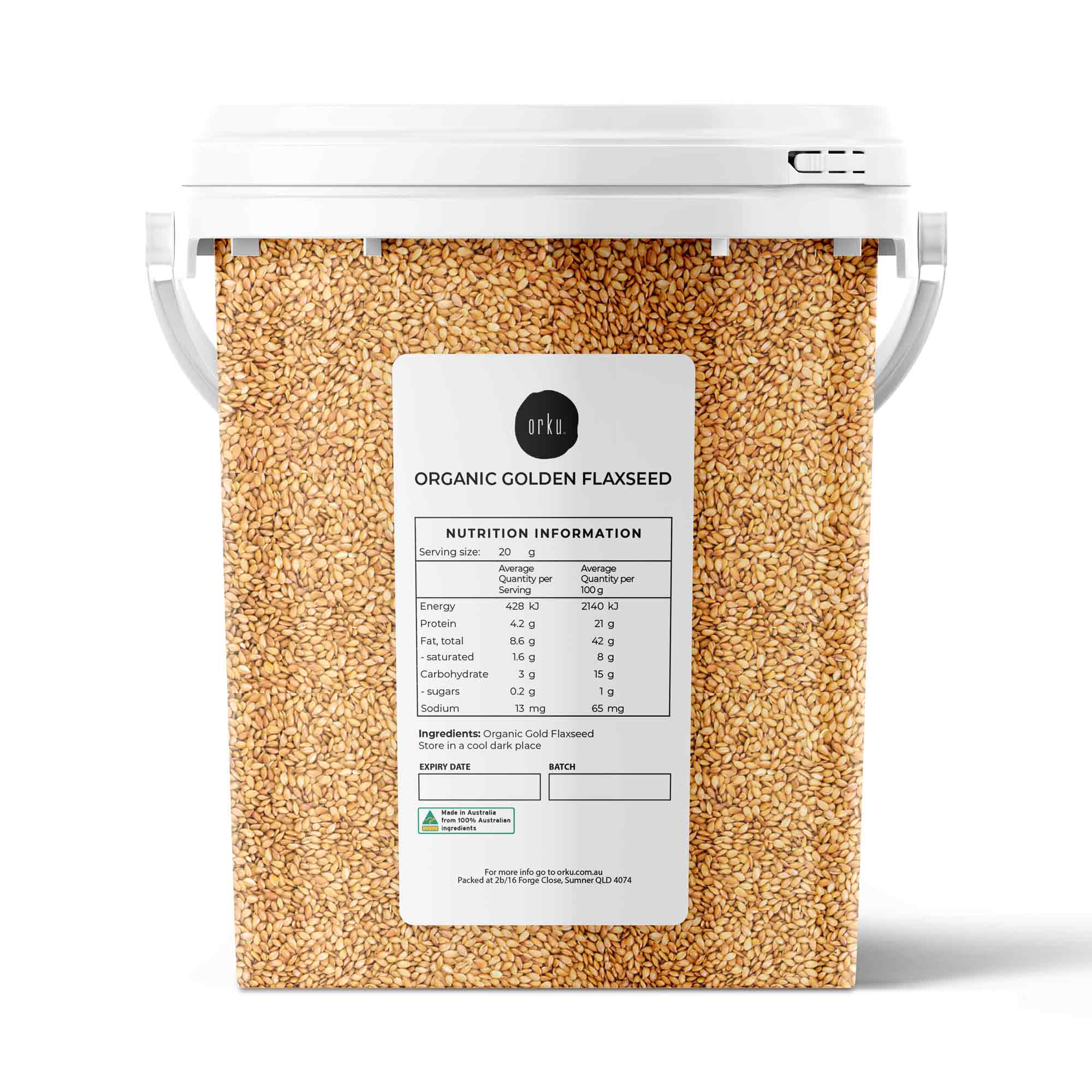 Orku Organic Golden Linseed Flaxseed Whole Grain Flax Seed Omega-3 800g