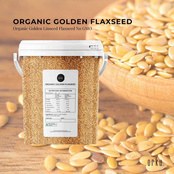 Orku Organic Golden Linseed Flaxseed Whole Grain Flax Seed Omega-3 800g