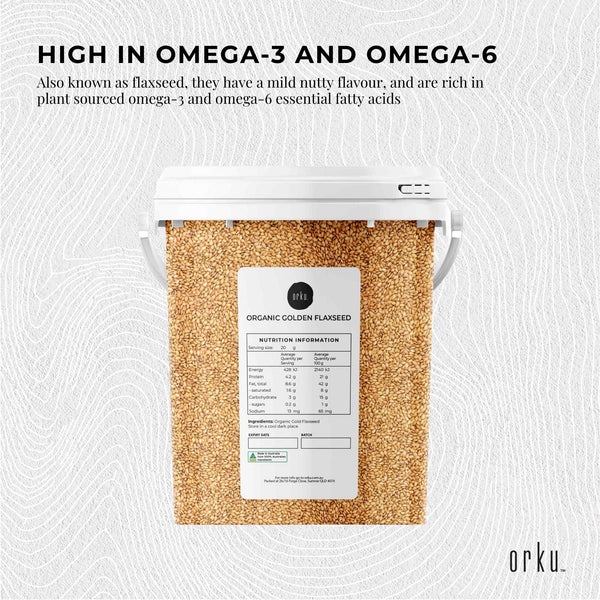 Orku Organic Golden Linseed Flaxseed Whole Grain Flax Seed Omega-3 800g