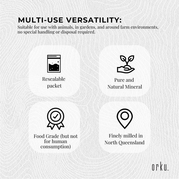 Orku 1Kg Fossil Shell Flour - Livestock Garden Pet Diatomaceous Earth