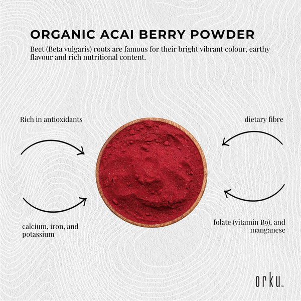Orku Organic Beetroot Beet Root Beta Vulgaris Powder Superfood Supplement 100g