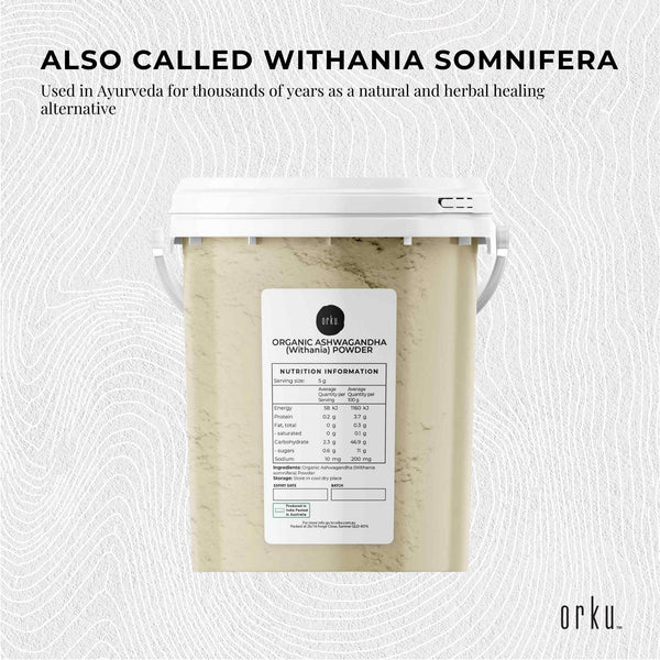 Orku Organic Ashwagandha Withania Somnifera Root Powder Herb Supplement 600g