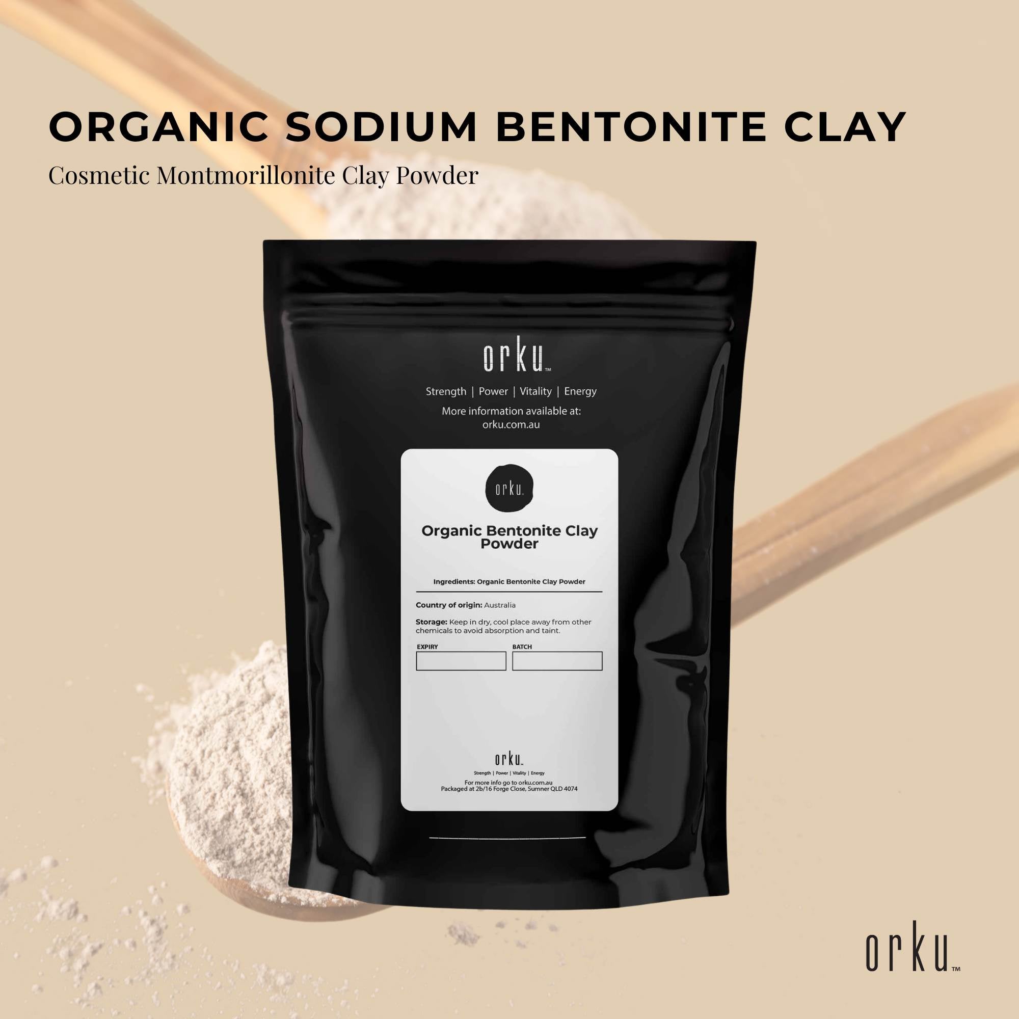Orku Organic Sodium Bentonite Montmorillonite Clay Powder Face Mask 400g