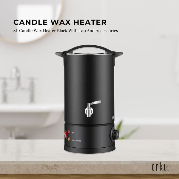 Candle Wax Heater Melter Tap 100 Wicks 100 Core Stickers Stirrer Black 1800W 8L