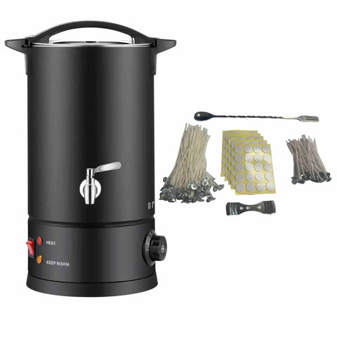 Candle Wax Heater Melter Tap 100 Wicks 100 Core Stickers Stirrer Black 1800W 10L