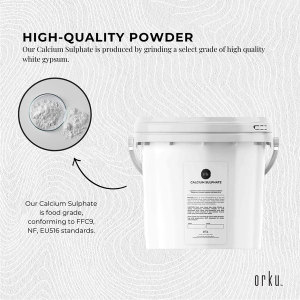 Orku Calcium Sulphate Gypsum Powder Hydrous Sulfate Food Grade 5kg