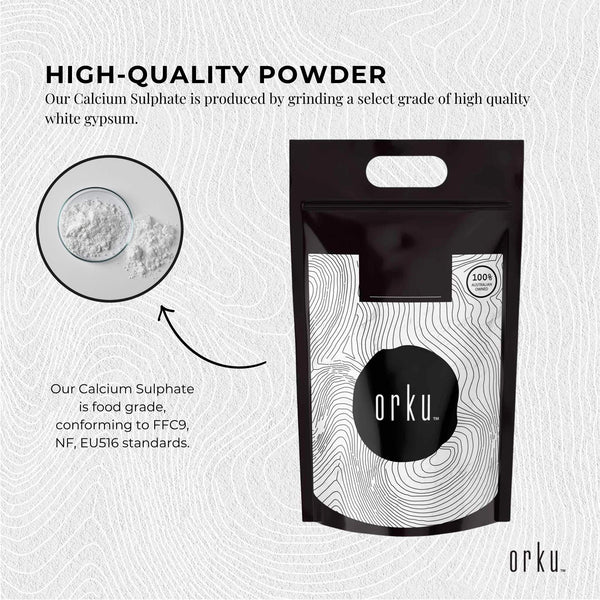 Orku 5Kg Fine Calcium Sulphate Gypsum Powder - Dihydrate Food Grade FCC E516