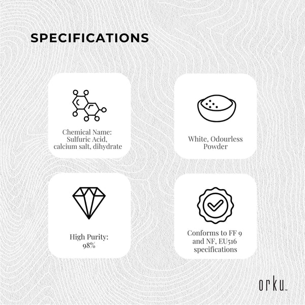 Orku 5Kg Fine Calcium Sulphate Gypsum Powder - Dihydrate Food Grade FCC E516