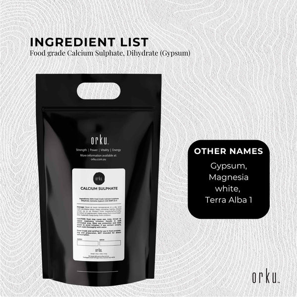 Orku Calcium Sulphate Gypsum Powder Hydrous Sulfate Food Grade 5kg