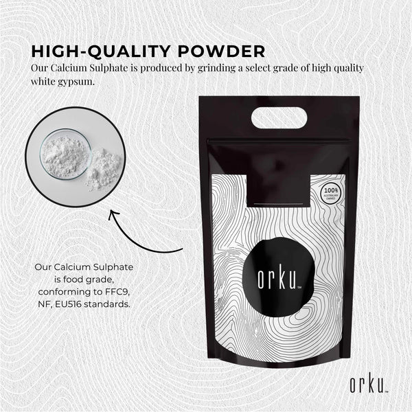 Orku Calcium Sulphate Gypsum Powder Hydrous Sulfate Food Grade 5kg