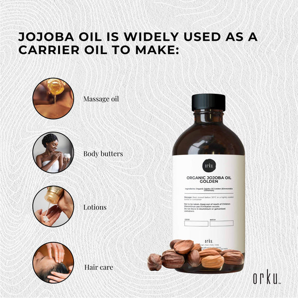 Orku Organic Cold Pressed Golden Jojoba Oil Hair Skin Nails 500ml