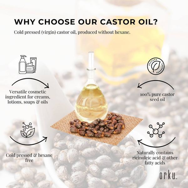 Orku 500ml Castor Oil - Hexane Free Cold Pressed Virgin