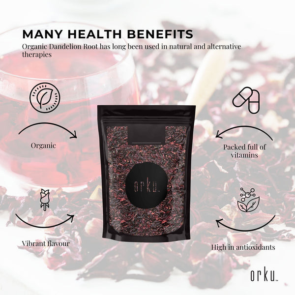 Orku Organic Hibiscus Rosella Flower Crushed Dried Herbal Tea Supplement 250g
