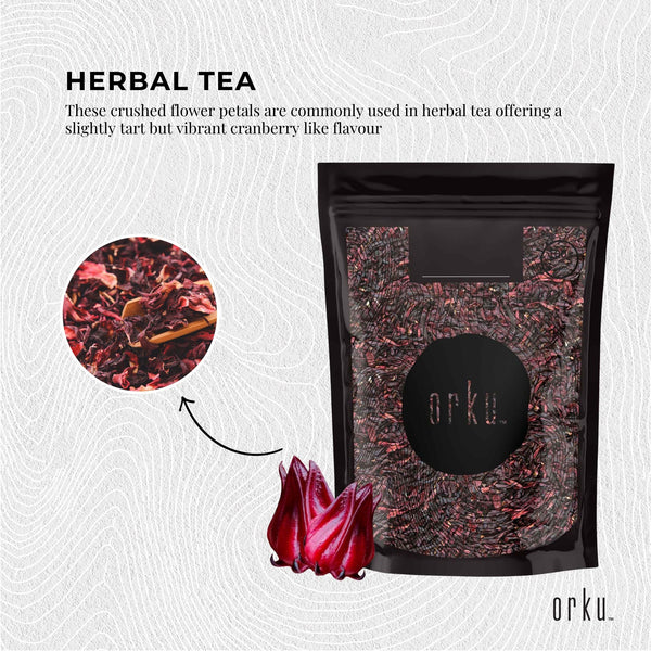 Orku Organic Hibiscus Rosella Flower Crushed Dried Herbal Tea Supplement 250g