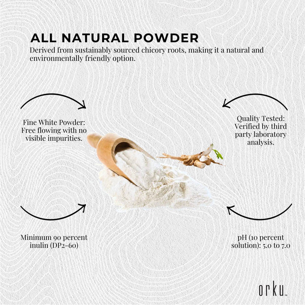 Orku 1Kg Chicory Root Inulin Powder - Unflavoured Food Ingredient