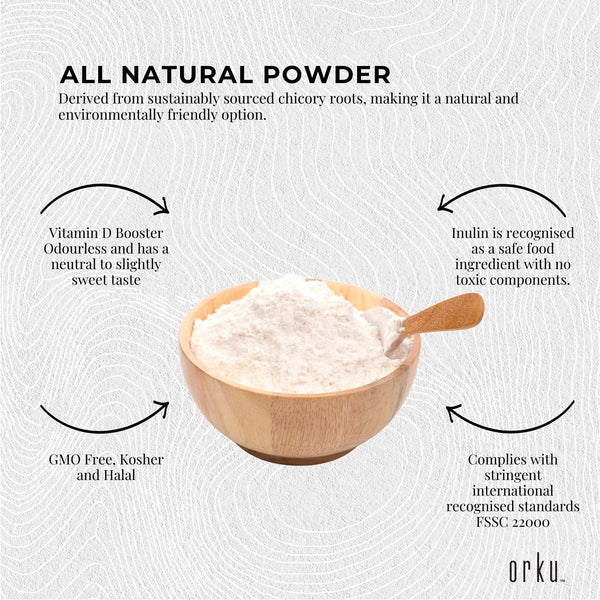 Orku 5Kg Chicory Root Inulin Powder - Natural Prebiotic Unflavoured Supplement