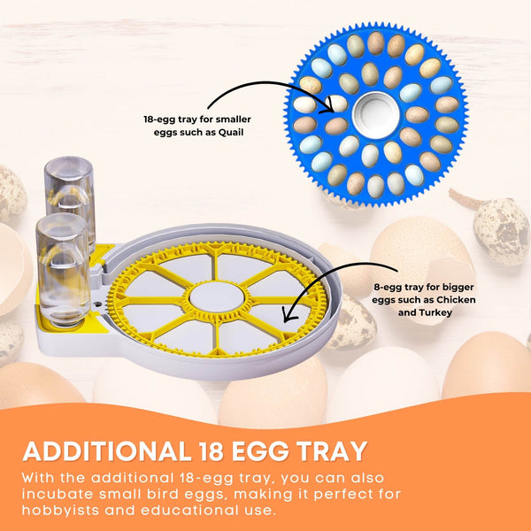 Electric Battery Backup 8 + 18 Egg Incubator Turner Candler Chicken Turkey Quail Duck