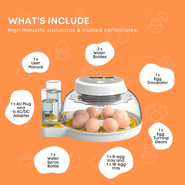 Electric Battery Backup 8 + 18 Egg Incubator Turner Candler Chicken Turkey Quail Duck
