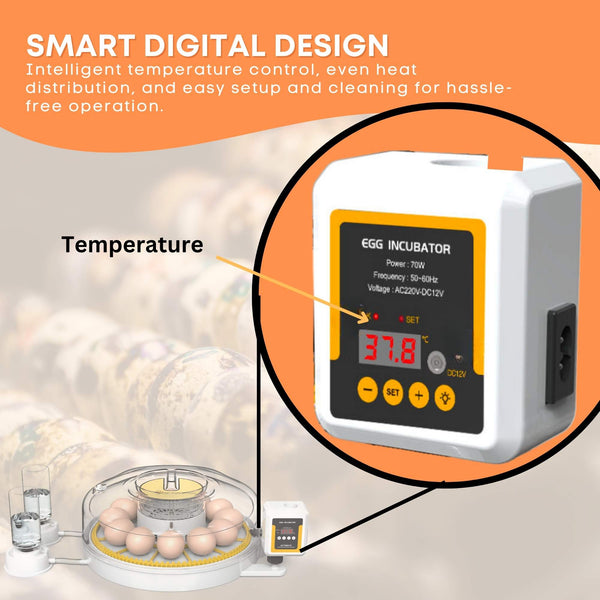 Automatic Digital 12 Egg Incubator Turning Electric Battery Chicken Quail Duck