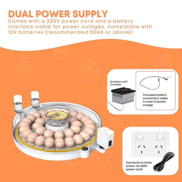 Automatic Digital 35 Egg Incubator Turning Electric Battery Chicken Quail Duck