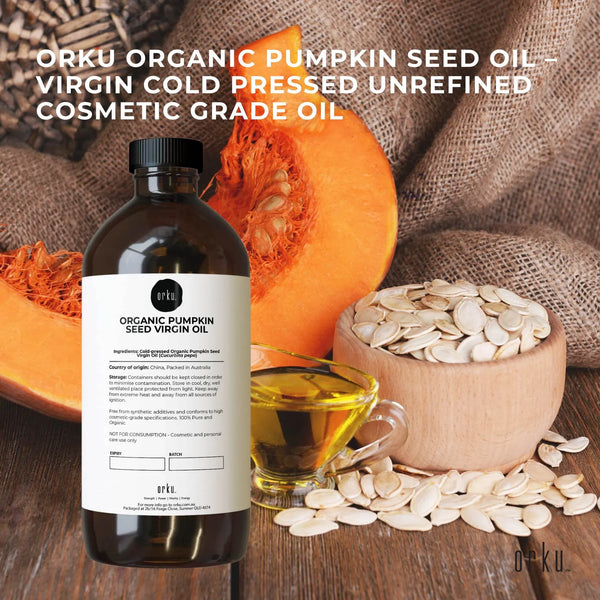 Orku 1L Organic Pumpkin Seed Oil – Virgin Cold Pressed Unrefined Cosmetic Grade