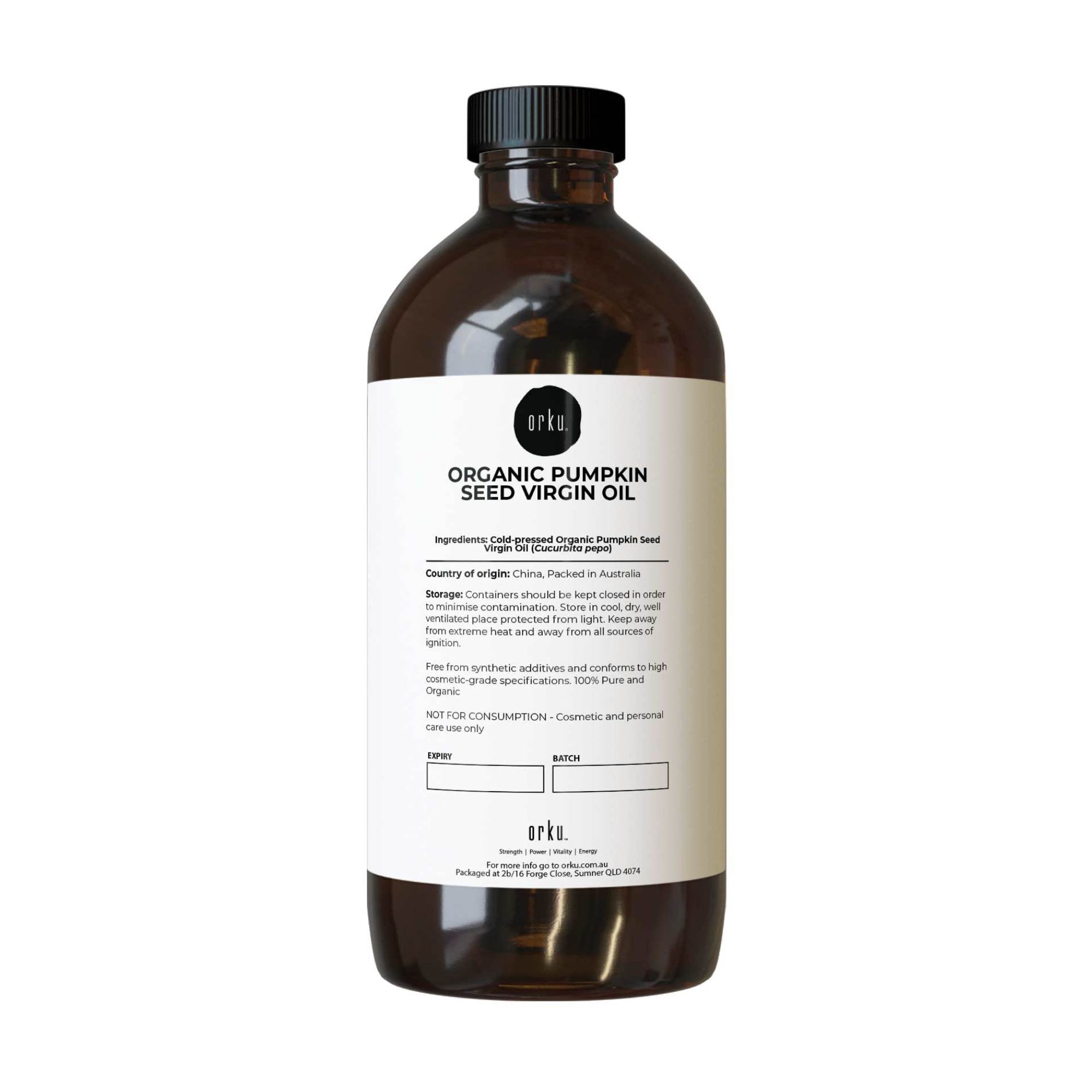 Orku Organic Pumpkin Seed Oil Virgin Cold Pressed Organic Cosmetic Grade 1L