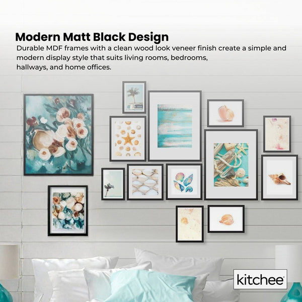 Kitchee 12 Pce Photo Picture Collage Frame Set Mixed Sizes Matt Black